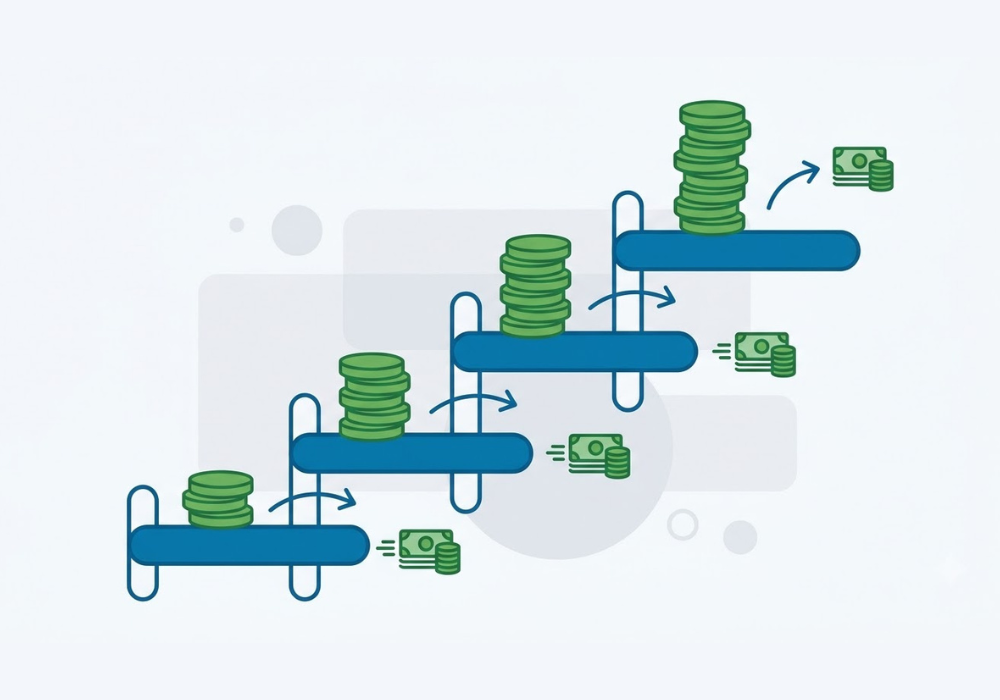 A CD ladder spreading savings across multiple terms that mature at different times