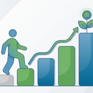 Beginner taking the first step to invest in the stock market with an upward growth chart